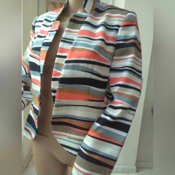 BNWT VINTAGE JACKET CROPPED BY PECK & PECK SZ. 8 MULTI COLORS PINK BLACK ETC SZ8 - Picture 2 of 7